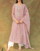 Light Mauve Mulmul Pearl White Chikankari Ready To Wear Kurta Dupatta Set