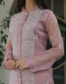 Noor Organza Chikankari Frill Collar Ready To Wear Short Top