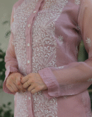 Noor Organza Chikankari Frill Collar Ready To Wear Short Top