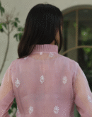 Noor Organza Chikankari Frill Collar Ready To Wear Short Top
