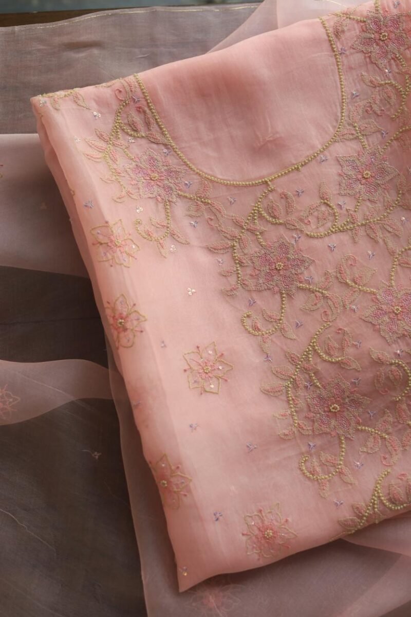 Noor Organza Silk Chikankari Fabrics