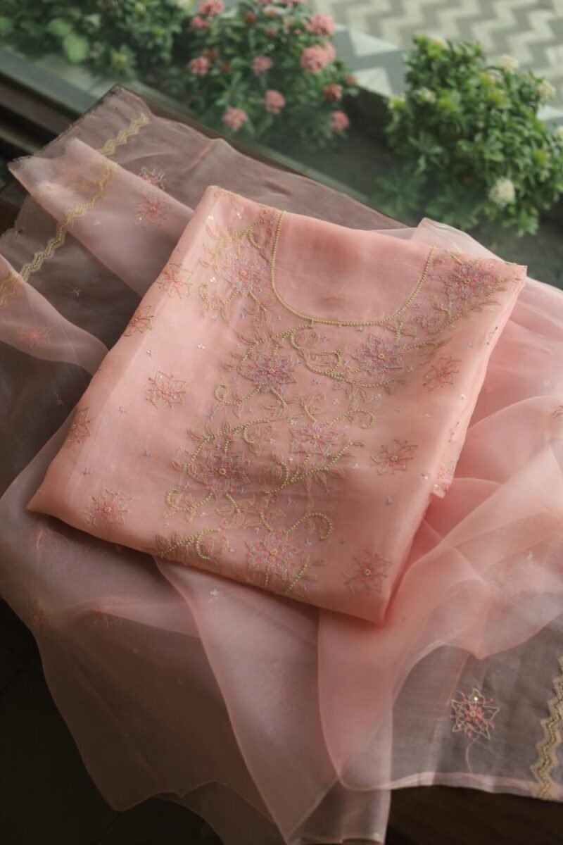 Noor Organza Silk Chikankari Fabrics