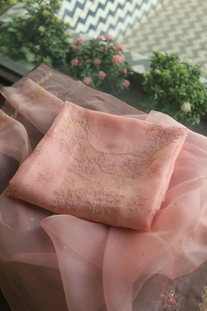 Noor Organza Silk Chikankari Fabrics