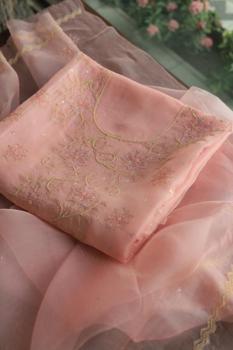 Noor Organza Silk Chikankari Fabrics