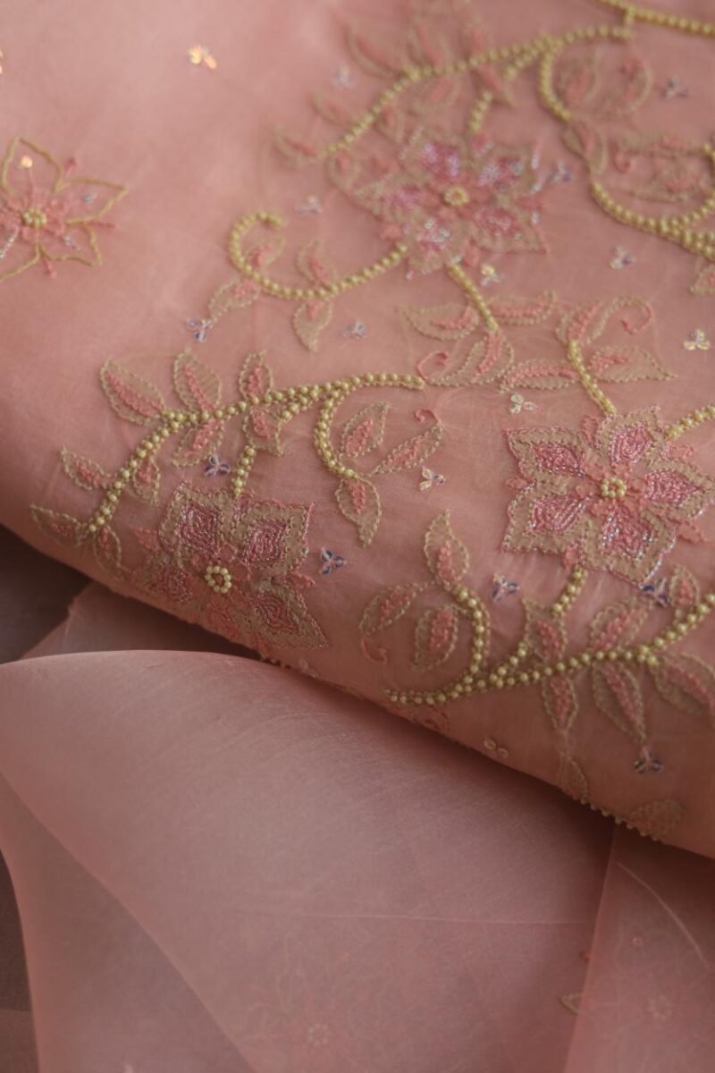 Noor Organza Silk Chikankari Fabrics