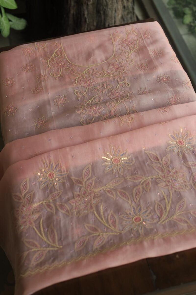 Noor Organza Silk Chikankari Fabrics