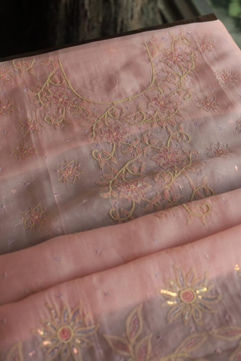 Noor Organza Silk Chikankari Fabrics
