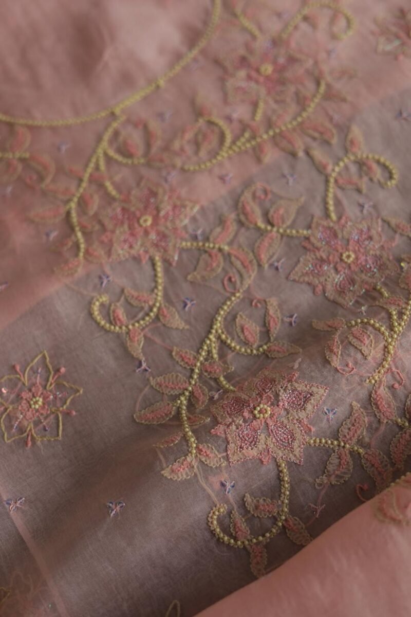 Noor Organza Silk Chikankari Fabrics