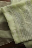 Noor Organza Silk Chikankari Mukaish Kamdani Unstitched Fabric