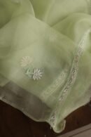 Noor Organza Silk Chikankari Mukaish Kamdani Unstitched Fabric