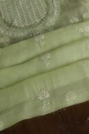 Noor Organza Silk Chikankari Mukaish Kamdani Unstitched Fabric