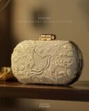 Off White Shade Chikankari With Ari Work Sling Clutch