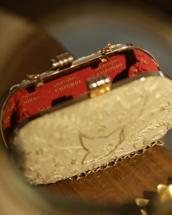 Off White Shade Chikankari With Ari Work Sling Clutch - Image 4