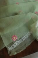 Olive Green Noor Organza Silk Chikankari With Mukaish Kamdani Fabric