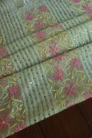 Olive Green Noor Organza Silk Chikankari With Mukaish Kamdani Fabric
