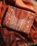 Orange Mal Chanderi Silk Chikankari With Sequins Unstitched Kurta Dupatta Set