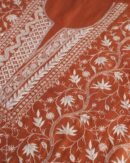 Orange Mal Chanderi Silk Chikankari With Sequins Unstitched Kurta Dupatta Set