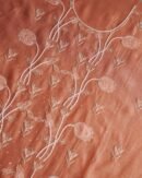 Orange Mal Chanderi Silk Chikankari With Sequins Unstitched Kurta Dupatta Set
