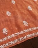 Orange Mal Chanderi Silk Chikankari With Sequins Unstitched Kurta Dupatta Set