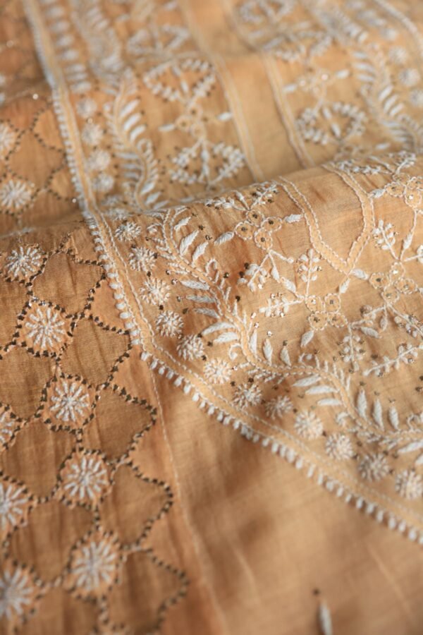 Peach Daraz Chanderi Chikankari Kurta Fabrics - Image 8