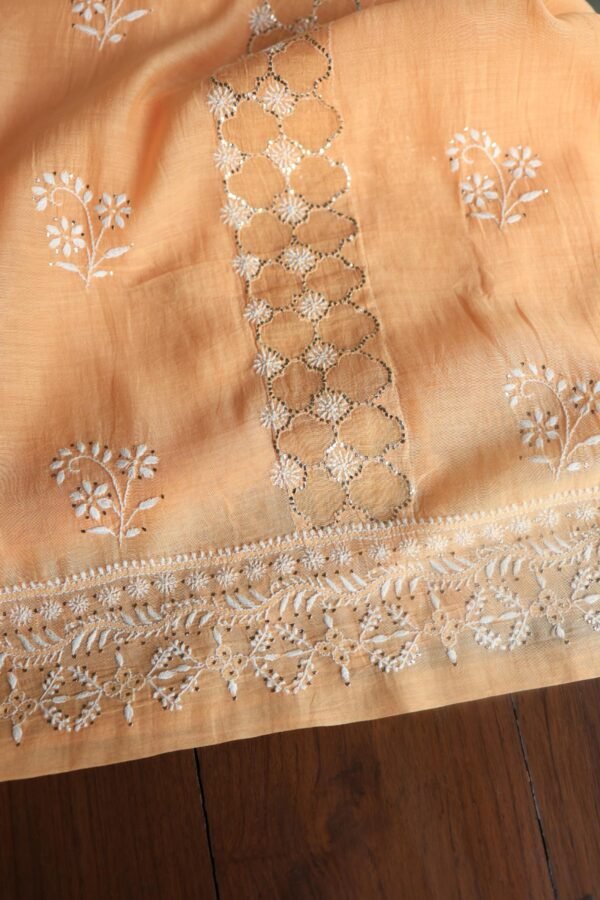 Peach Daraz Chanderi Chikankari Kurta Fabrics - Image 6
