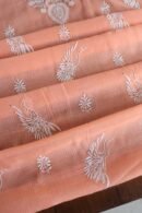 Peach Kota Cotton Chikankari Unstitched Kurta Fabric