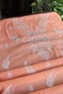 Peach Kota Cotton Chikankari Unstitched Kurta Fabric