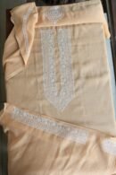 Peach Malmal Chikankari Unstitched Men's Kurtas Fabrics