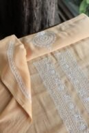 Peach Malmal Chikankari Unstitched Men's Kurtas Fabrics