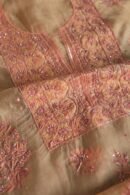 Peach Noor Organza Silk Chikankari Unstitched Kurta Dupatta Set