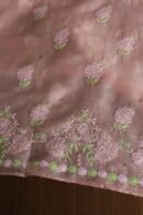 Peach Noor Organza Silk Chikankari Unstitched Kurta Dupatta Set