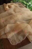 Peach Noor Organza Silk Chikankari Unstitched Kurta Dupatta Set