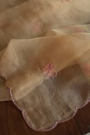 Peach Noor Organza Silk Chikankari Unstitched Kurta Dupatta Set