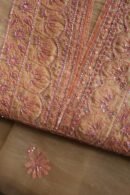 Peach Noor Organza Silk Chikankari Unstitched Kurta Dupatta Set
