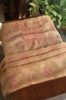 Peach Noor Organza Silk Chikankari Unstitched Kurta Dupatta Set
