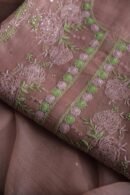 Peach Noor Organza Silk Chikankari Unstitched Kurta Dupatta Set