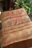 Peach Noor Organza Silk Chikankari Unstitched Kurta Dupatta Set
