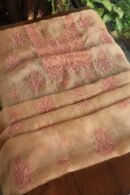 Peach Noor Organza Silk Chikankari Unstitched Kurta Dupatta Set