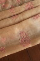 Peach Noor Organza Silk Chikankari Unstitched Kurta Dupatta Set