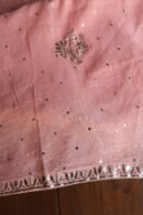 Peach Roheen Tissue Silk Mukaish Badla Fabric