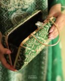 Peacock Motif Chikankari Moonga Silk Handle Sling Clutch