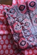 Pink & Black Soft Cotton Printed Unstitched Kurta Dupatta Set with Chikankari & Sequin Work