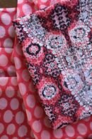 Pink & Black Soft Cotton Printed Unstitched Kurta Dupatta Set with Chikankari & Sequin Work