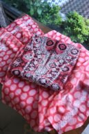 Pink & Black Soft Cotton Printed Unstitched Kurta Dupatta Set with Chikankari & Sequin Work