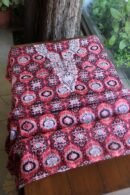 Pink & Black Soft Cotton Printed Unstitched Kurta Dupatta Set with Chikankari & Sequin Work