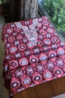 Pink & Black Soft Cotton Printed Unstitched Kurta Dupatta Set with Chikankari & Sequin Work