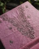 Pink Chanderi Mukaish Badla Unstitched Kurta Dupatta Set