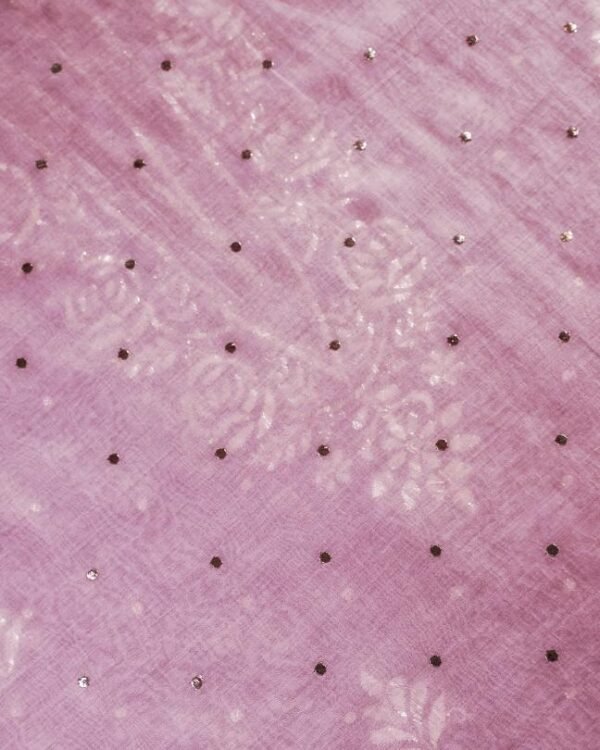 Pink Chanderi Mukaish Badla Unstitched Kurta Dupatta Set - Image 8