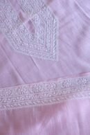 Pink Malmal Chikankari Unstitched Men's Kurtas Fabrics