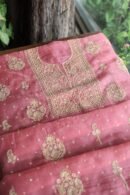 Pink Noor Organza Silk Chikankari Unstitched Kurta Dupatta Set